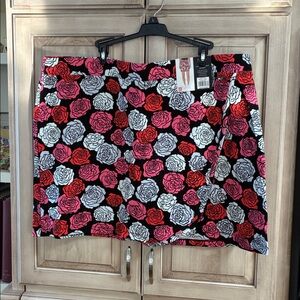 Jones New York Signature faux wrap Skort sz XXL floral NWT black white pink